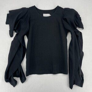 Miller et Bertaux Paris Lagenlook Linen Gauze Cape Drape Top Black Size 2 M L